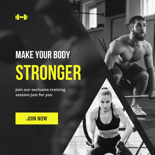 Black Modern Fitness Instagram Post